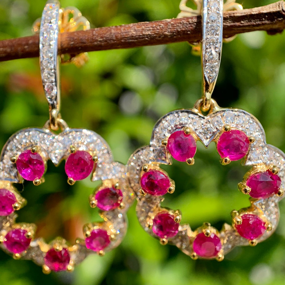 Burmese Natural Ruby Earring Set With 100pcs Brilliant Etsy Singapore