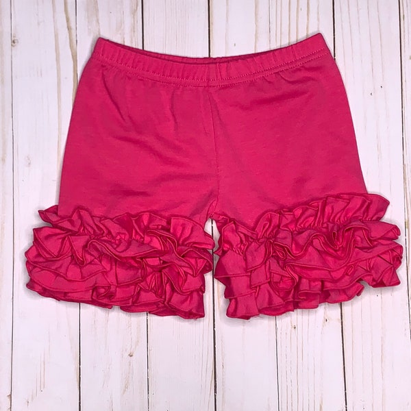 Hot Pink Icing Ruffle Shorts, summer shorts, boutique shorts, festival shorts