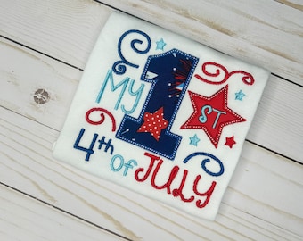 Mijn eerste borduurshirt van 4 juli, borduurshirt voor kinderen, Fourth of July, vakantieshirt