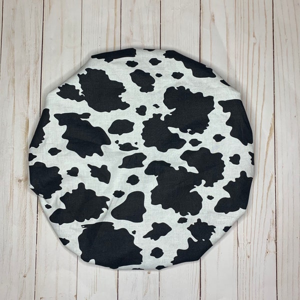 Cow Print satin bonnet