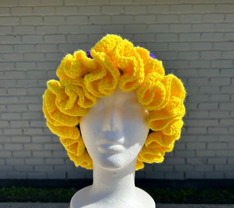 mardi gras crochet ruffle hat