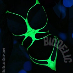 Neon Green Fishnet Bodysuit: UV Reactive Rave Festival Leotard