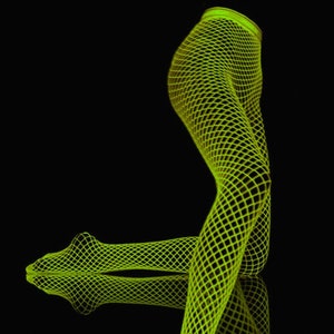 ACID Glow in the Dark fishnet tights. Neon stockings Cosplay Festival Pantyhose. Tights UV blacklight fish net Fluorescent Rave Outfit