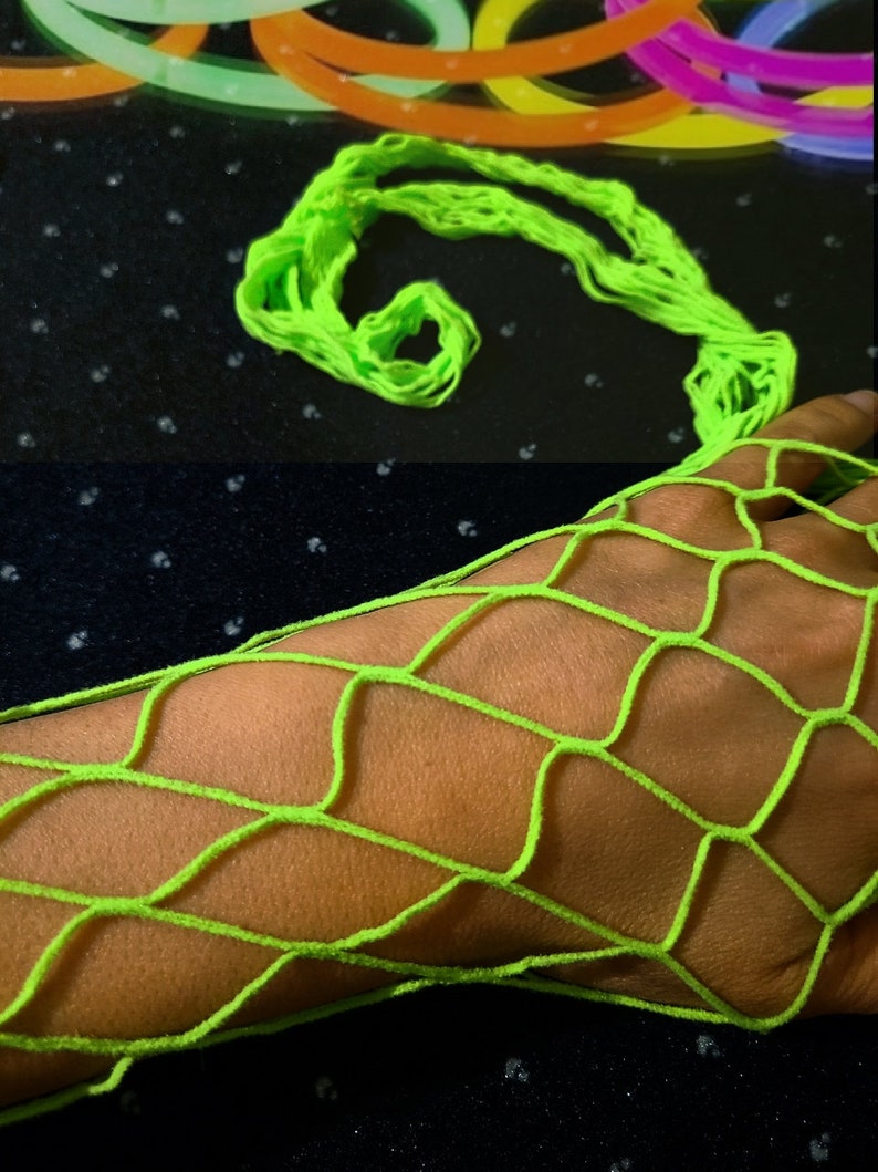Rave Outfit ACID Glow in the Dark fishnet tights. Neon stockings Cosplay Festival Pantyhose. Tights UV blacklight Fluorescent fishnet outfit Green Wide Diamond
