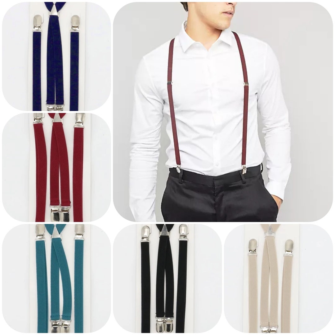 Unique Narrow Suspenders, 1/2 Inch Thin Braces, Unisex Skinny Braces