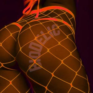 Blacklight Orange Pantyhose UV Fishnet Tights Glow in the Dark Accesories Rave Festival Set Neon Mesh Stockings Fluorescent Rave Outfit