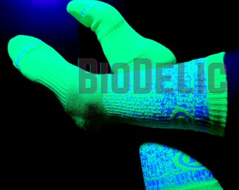 Glow in the Dark Socks. UV Reactive Unique Socks. RAVE outfit EDM music festival. Blacklight Accessories Tomorrowland. Men Gift Luminous