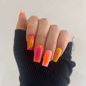 Summer aura nails, Press On Nails, square nails, Press On Nails, press on nails, aura nails, aura, summer nails, summer, beach nails