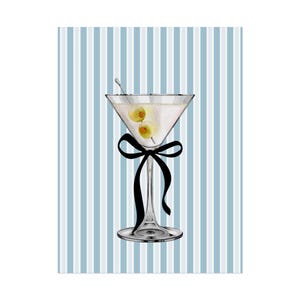 Striped Vintage Martini Art with Bow, Bar Art, Cocktail Art, Martini Wall Art, Bar Decor, Vintage Style, Classic Bar Poster