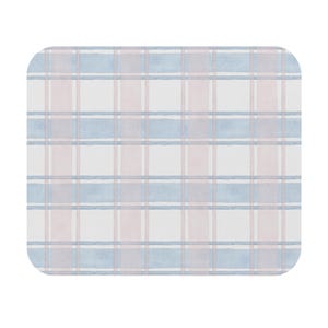 Coastal Plaid Mouse Pad, Office Desk Decor, College Student Desk Accessory, Home Office Must-Have, Workspace Organizer