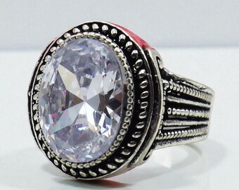 Bague Chevalière Argent 925 Zircon Rouge - Casque, Homme, Neuve Avec étiquettes