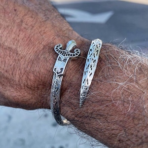 Bracelet épée en argent, bracelet épée, bracelet manchette réglable, nouveauté bijoux de bracelet, jonc en argent sterling, bracelet guerrier homme,
