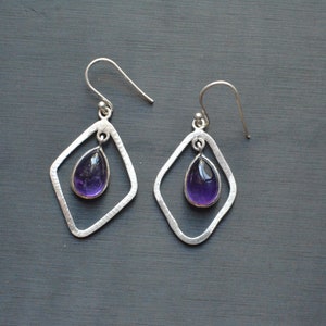 Amethyst Silver Gemstone Earrings,Gemstone Earrings, Amethyst Silver Earrings,Amethyst Gemstone, Thanksgiving Gift , February Birthstone