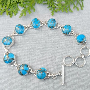 Blue Turquoise Bracelet, 925 Sterling Silver Turquoise Bracelet, Natural Turquoise, Statement Bracelet, Gift Her, Ethnic Turquoise Bracelet
