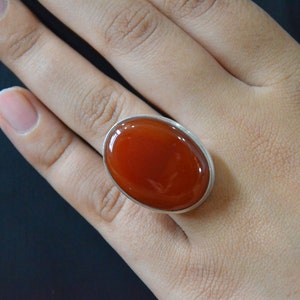 Carnelian Ring/ Natural Stone/ 925 Sterling Silver/ Handmade Ring/ Statement Ring/ Designer Ring/ Promise Ring/Carnelian Gemtone