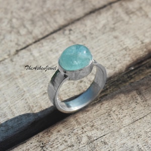 Natural Aquamarine Ring, March Birthstone, Blue Stone Ring, 925 Silver Ring, Aquamarine Jewelry, Women Ring, Statement Ring, Dainty Ring