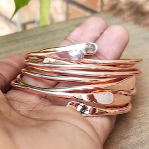Pure Copper Bracelet,  Handmade Bangle, Copper Wire Stacking Bangle, Set Of 7 Copper Bangle, Stylish Bangle,  Everyday Bangle, Women Bangle