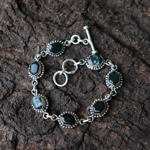Echtes Moosachat Armband, 925 Sterling Silber, Edelstein Schmuck, verstellbares Armband, handgemachter Schmuck, Moosachat Silber Schmuck Geschenk.