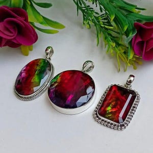 Stunning Ammolite Pendant – Vibrant Natural Gemstone in Sterling Silver, Perfect for Women’s Unique Jewelry Collection , New Year Gift