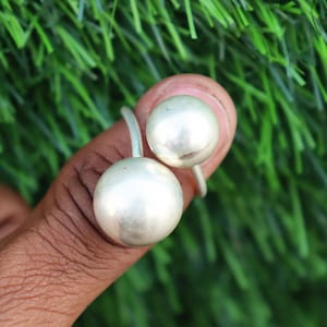Handmade Sterling Silver Double Ball Ring – Adjustable Modern Jewelry