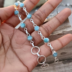 Larimar Bracelet, Handmade Bracelet, Gemstone Bracelet, 925 Silver Bracelet, Natural Larimar, Boho Bracelet, Dainty Bracelet Larimar Jewelry