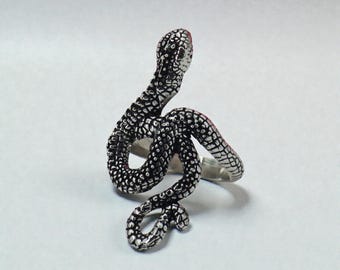 Snake Ring in 925 Sterling Silver | Serpent Statement Ring | Handmade Oxidized Silver Snake Jewelry