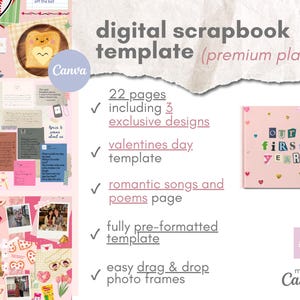 Plantilla Canva para álbum de recortes/álbum de fotos digital/plan premium (regalos de aniversario, regalos de Navidad, regalos para amigos)