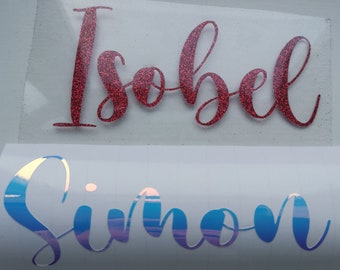 Personalised Iron On/Stick On Vinyl Names/Lettering - Custom Stickers & Labels