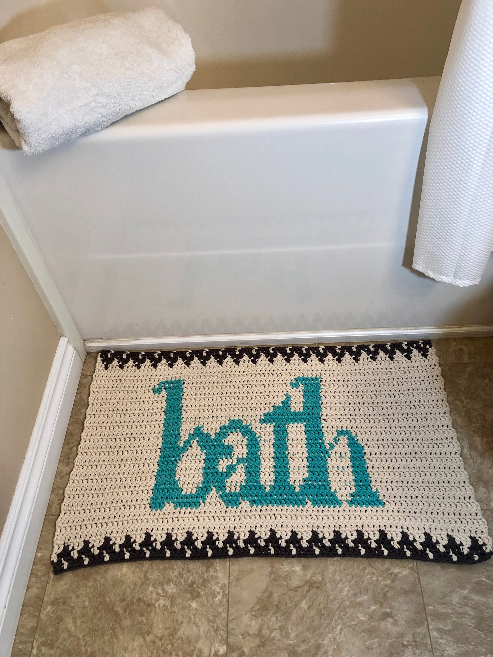 Bath Rug Crochet Pattern Bathroom Mat Bathroom Decor Etsy