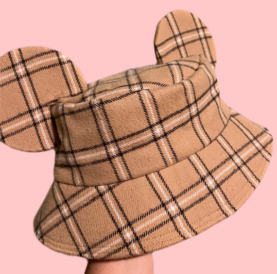 Adult Tan Plaid Mickey Bucket Hat
