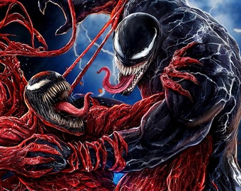 Venom vs Carnage Edible Image Birthday Cake Topper 1/4 Sheet Personalized