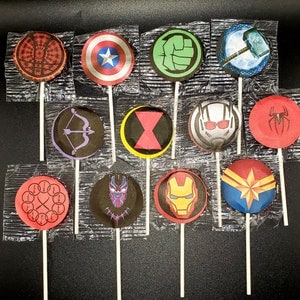 Avengers Suckers Lollipops Birthday Party Favors Pack 12  Hulk Captain America Iron Man Dr Strange