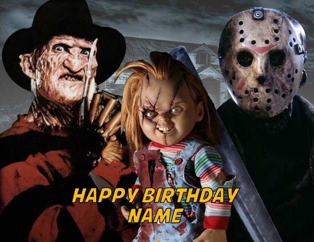 Chucky Freddy Jason Horror Movie Edible Image Cake Topper 1/4 Sheet  Personalized - Etsy, image size:1080x833