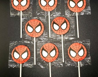 Spiderman Suckers Lollipops Birthday Party Favors Pack of 8, 12 or 16