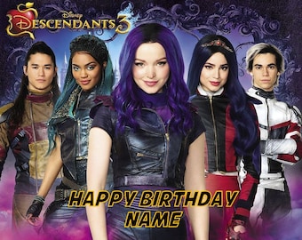 Descendants Edible Cake Topper 1/4 Sheet Personalized