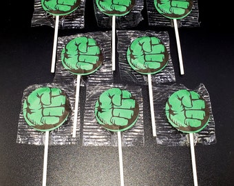 Incredible Hulk Suckers Lollipops Birthday Party Favors Pack of 8, 12 or 16