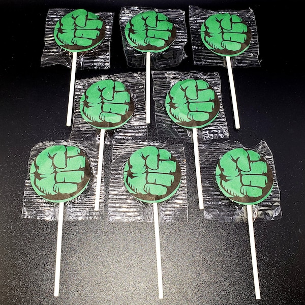 Incredible Hulk Suckers Lollipops Birthday Party Favors Pack of 8, 12 or 16