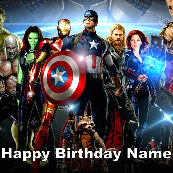 Avengers Edible Image Birthday Cake Topper 1/4 Sheet Personalized