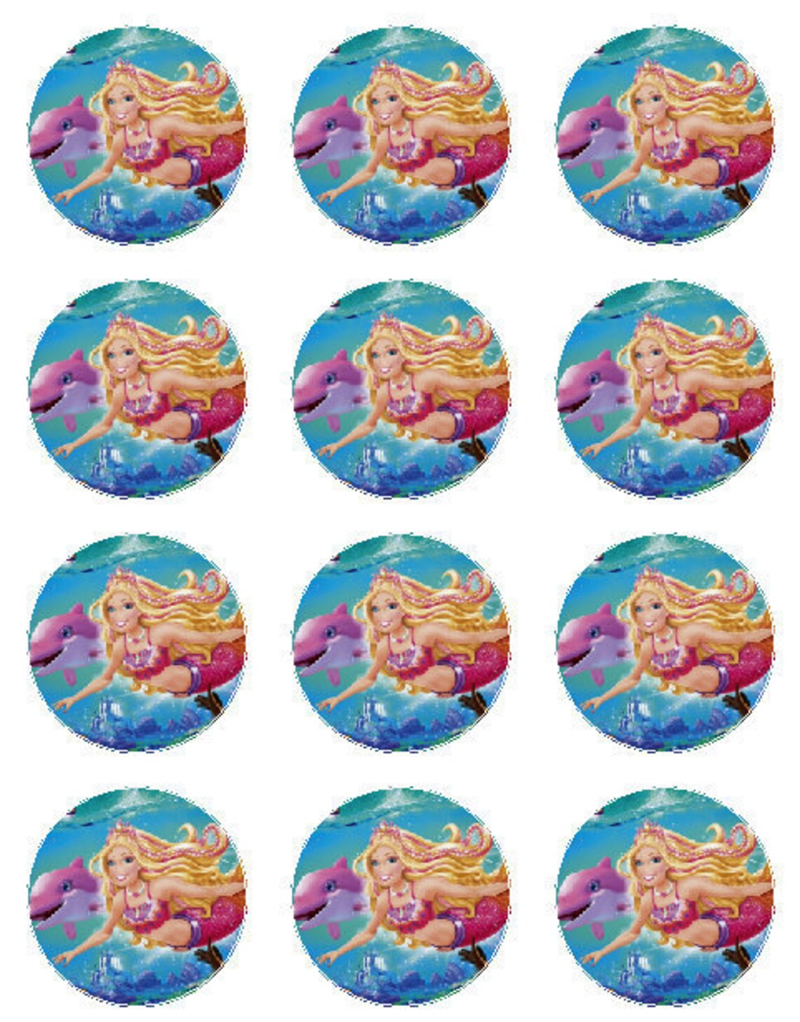 Barbie Mermaid Edible Image Cake Topper 1/4 Sheet 8 | Etsy