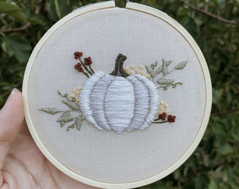 Fall Pumpkin Embroidery Hoop Art: Autumn Wall Decor