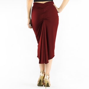 Reversible &#39;&#39;Vina&#39;&#39; tango skirt, fishtail skirt, Argentine tango skirt, Milonga skirt,  dance skirt, salsa skirt, Tango skirt, burgundyblack