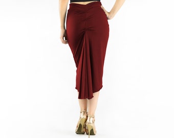 Reversible ''Vina'' tango skirt, fishtail skirt, Argentine tango skirt, Milonga skirt,  dance skirt, salsa skirt, Tango skirt, burgundyblack