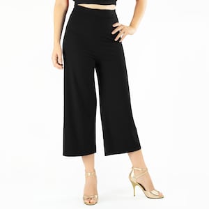 Black &#39;&#39;Arela&#39;&#39; tango pants, Wide pants, Argentine tango pants, Milonga pants, Dance pants, salsa pants, cropped Tango pants, Tango pants