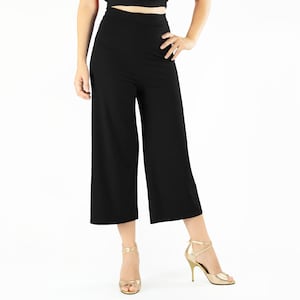 Black ''Arela'' tango pants, Wide pants, Argentine tango pants, Milonga pants,  Dance pants, salsa pants,  cropped Tango pants, Tango pants