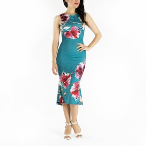 Floral &#39;&#39;Dora&#39;&#39; tango dress, Fishtail dress, Argentine tango dress, Evening dress, Elegant dress, Tango dress