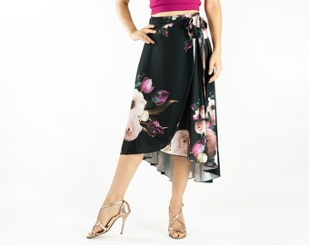 Verschillende bloemenprints ''Cala'' tango rok, Wikkelrok, Argentijnse tango rok, Milonga rok, salsa rok, Tango wikkel rok, Tango rok