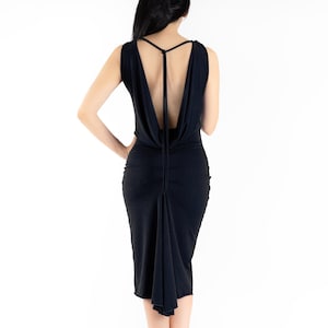 Black &#39;&#39;Ives&#39;&#39; tango dress, Open back tango dress, Draped back tango dress, Argentine tango dress, Evening dress, Elegant dress,