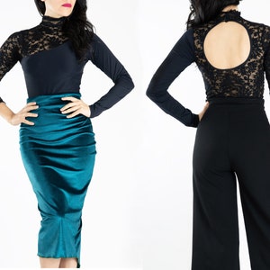 Black &#39;&#39;Bea&#39;&#39; tango bodysuit, Argentine tango bodysuit, Milonga bodysuit, dance bodysuit, salsa bodysuit, Lace bodysuit, Tango bodysuit