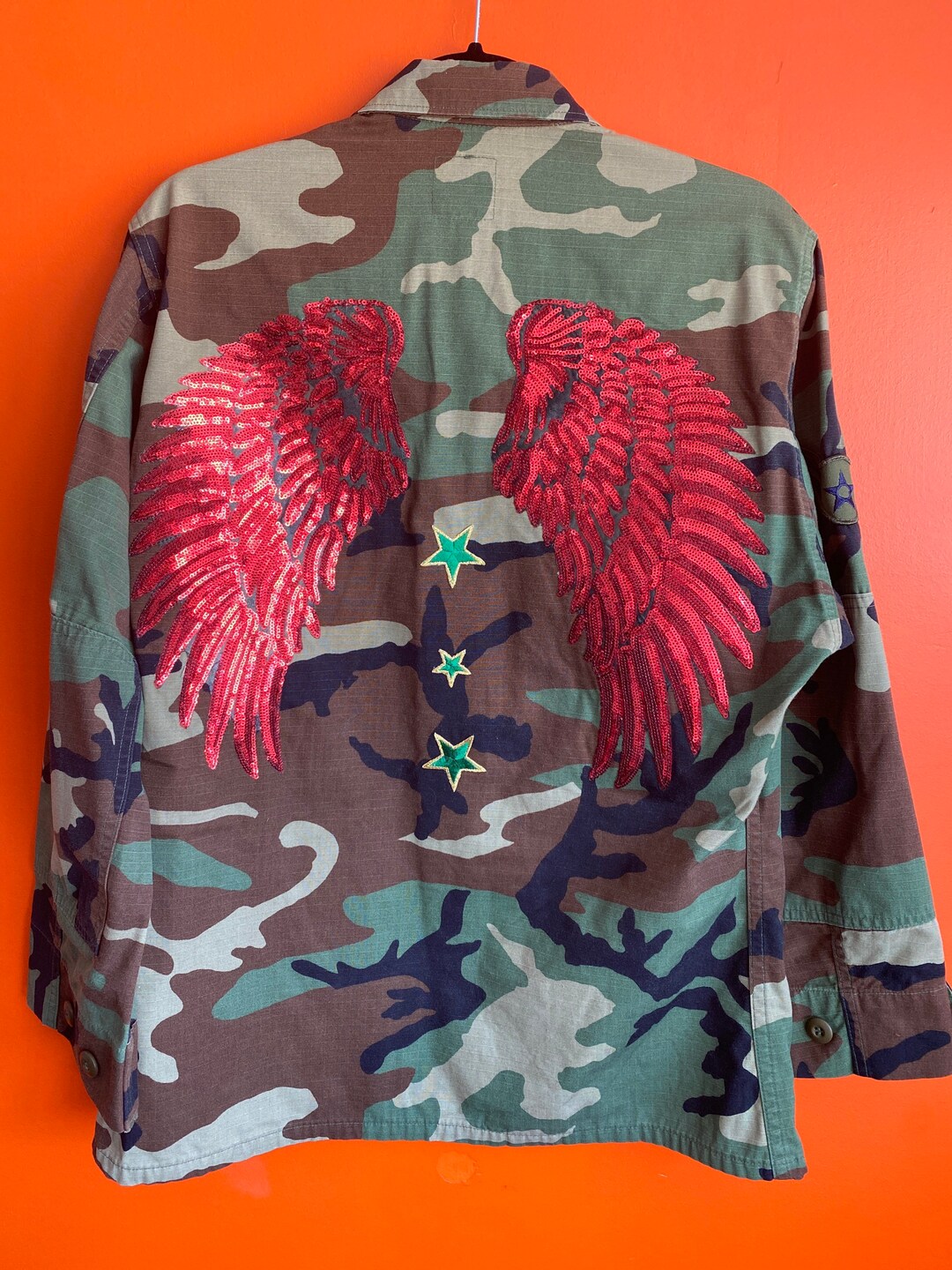 Heart & Stars Sequin Vintage Camo Jacket — MD Decorating