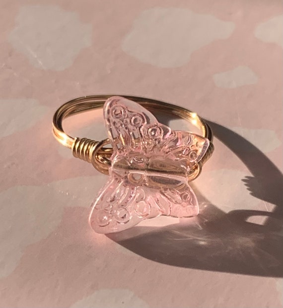 Pink Butterfly Ring Etsy